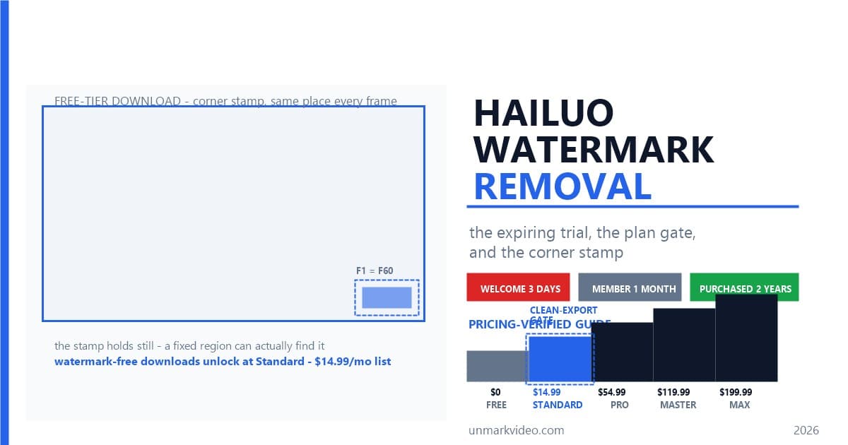 Hailuo AI Watermark Removal: the Expiring Trial, the Plan Gate, the Corner Stamp (2026)