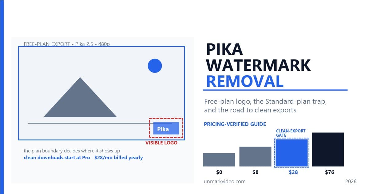 Pika Watermark Removal: Free-Plan Logo, the Standard-Plan Trap, Clean Exports (2026)
