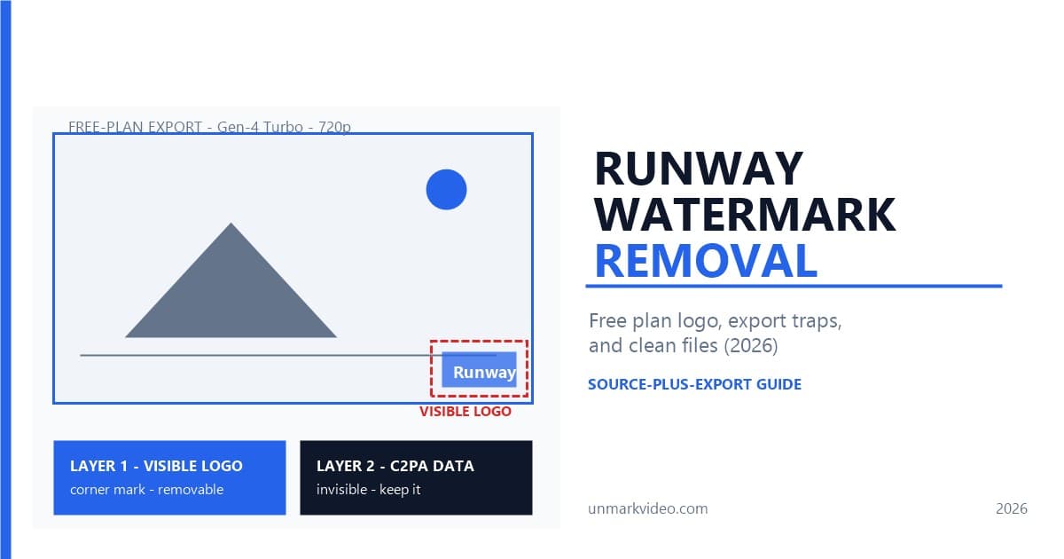 Runway Watermark Removal: Free Plan Logo, Export Traps, and Clean Files (2026)
