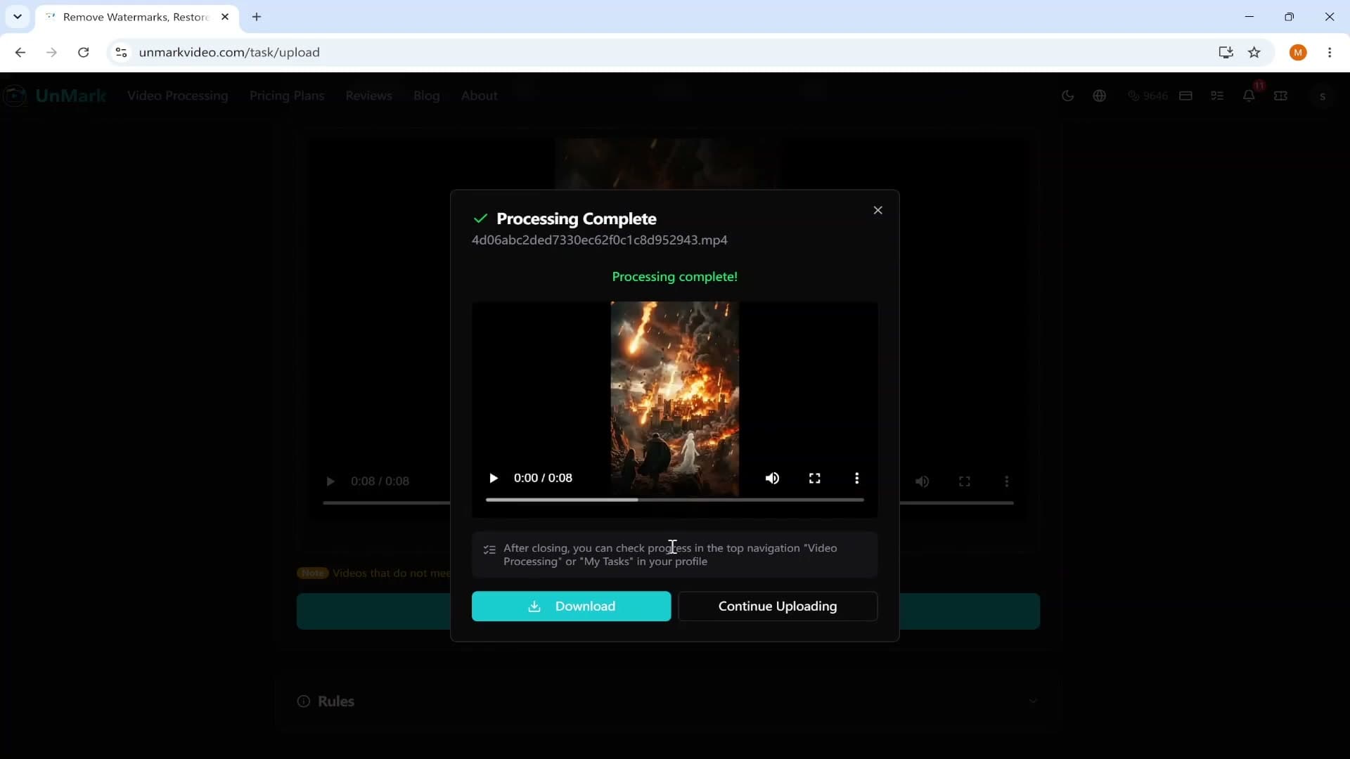 Google Veo video after watermark removal with UnMark — clean result